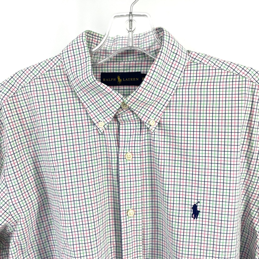Ralph Lauren Mens XL Button Down Shirt Multi Color Plaid Check Long Sleeve Pony